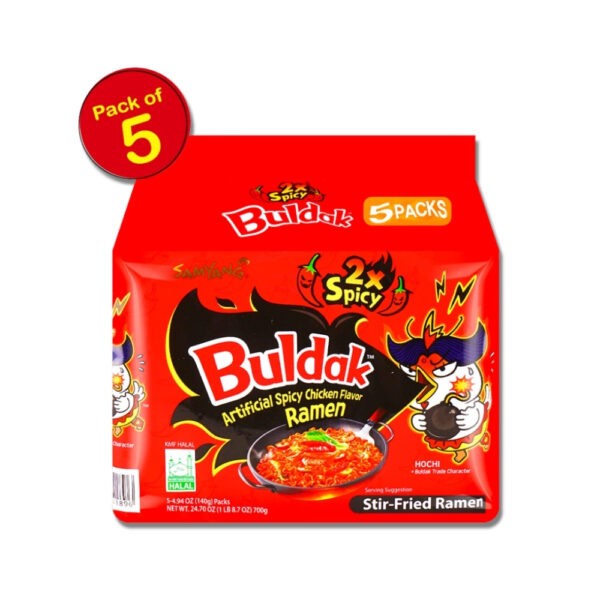 Buldak Hot Chicken Kimchi Flavour Noodles (Pack of 5)